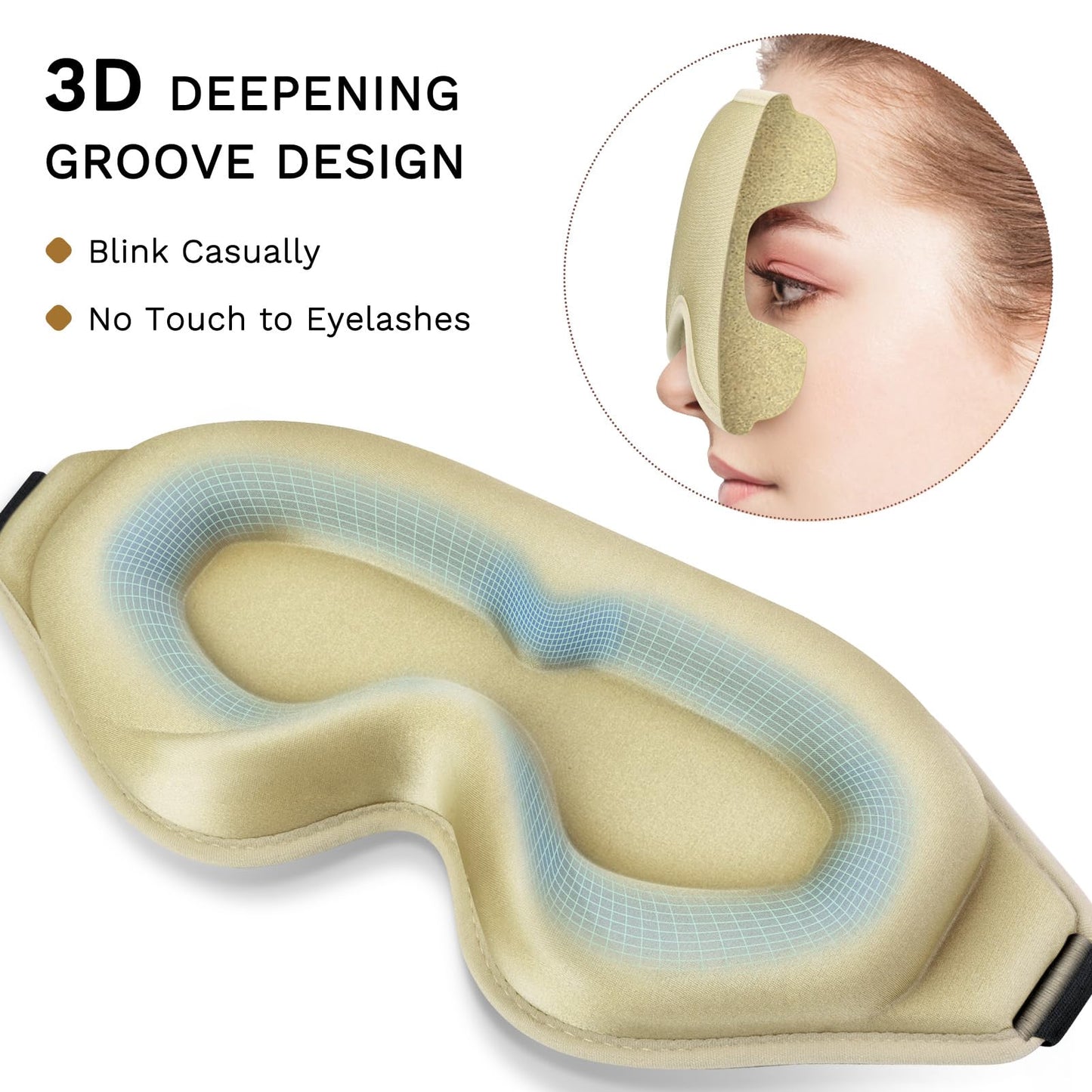 FlyCoco 3D Contoured Sleep Mask that Blocks 99% of Light (Gold)