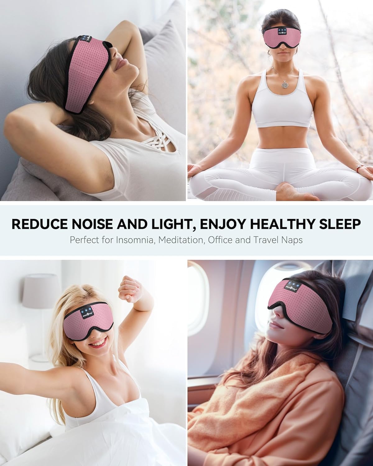 MUSICOZY Sleep Headphones Bluetooth Sleep Eye Mask for Sleeping, Headband Wireless Headphones Sleeping Masks Headphones, Sleep Earbuds for Side Sleepers Men Women with Speakers Cool Tech Gadgets