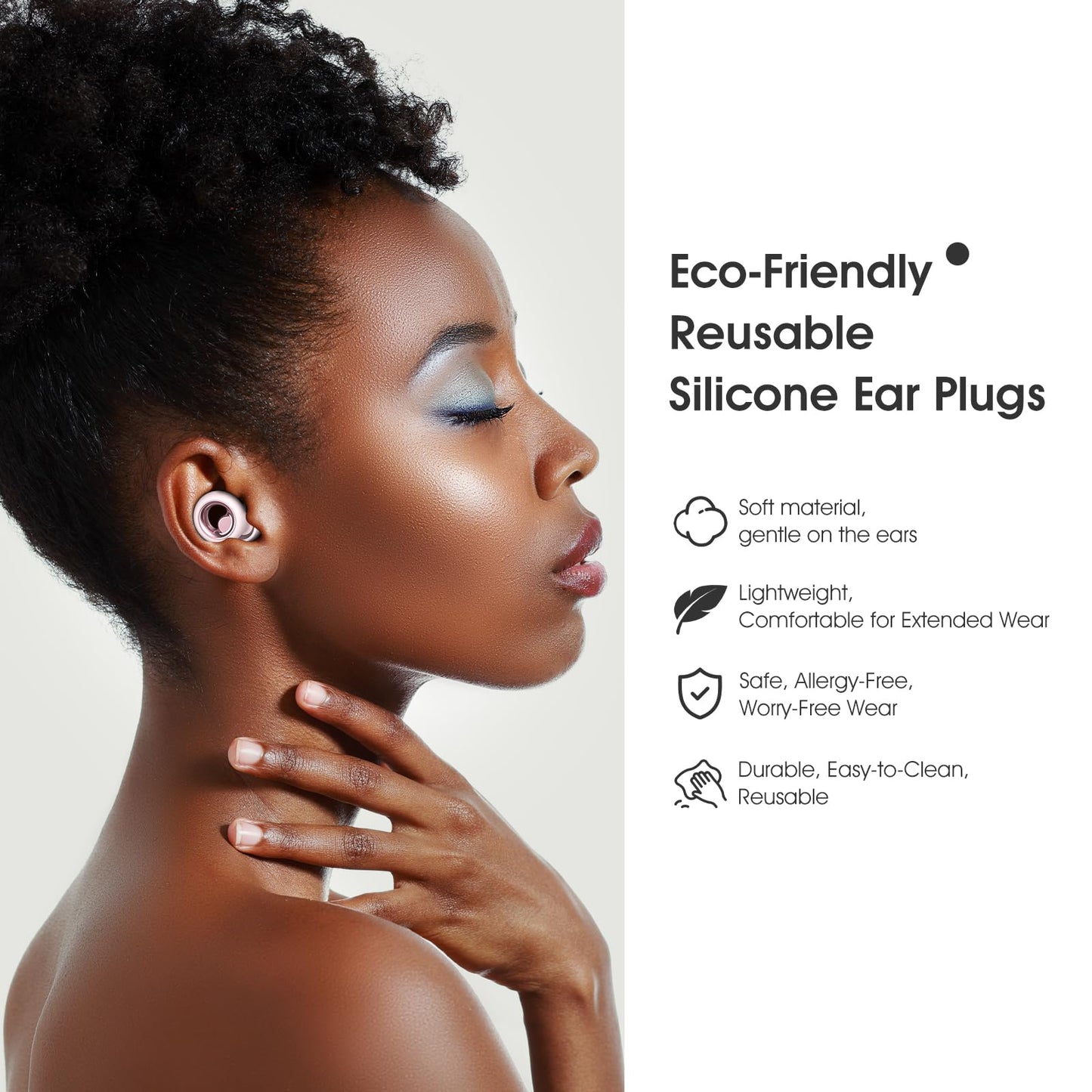 Vosaf Ear Plugs for Sleeping Noise Cancelling, Soft Ear Plugs for Concert, 45dB Reusable Ear Plugs for Noise Reduction with 8 Ear Tips, Silicone Hearing Protection Earplugs for Sleep, Work (Pink)