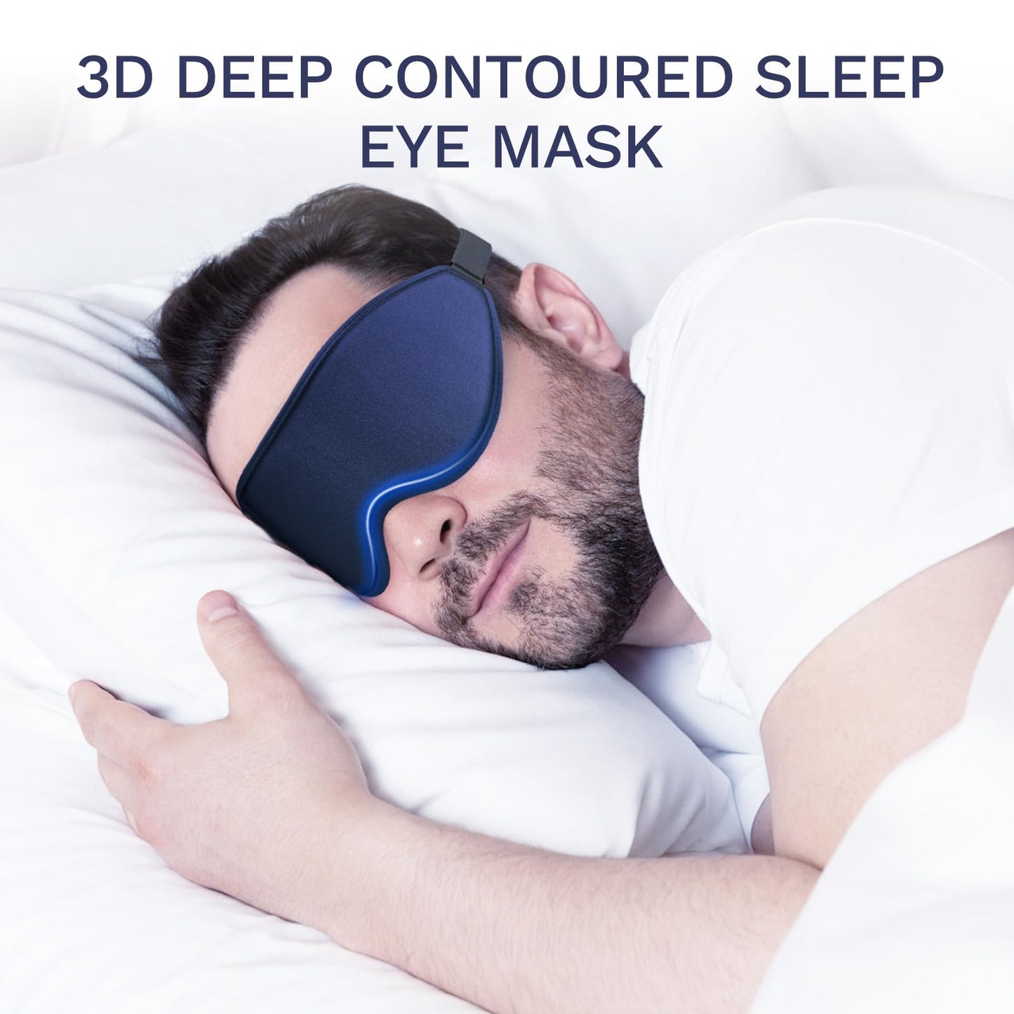 FlyCoco 3D Contoured Sleep Mask that Blocks 99% of Light (Dark Blue)