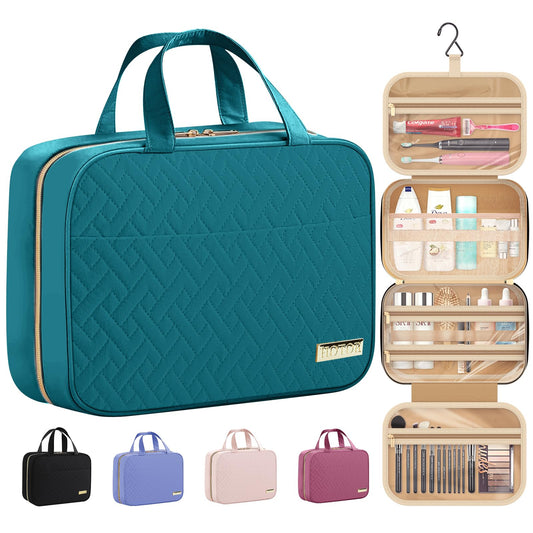 Travel Toiletry Bag with Hanging Hook (Teal)