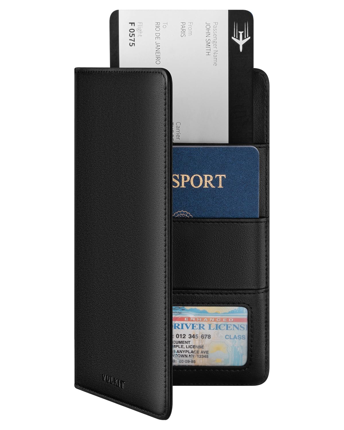 VULKIT Passport Holder Wallet Genuine Leather Top Grade RFID Blocking Travel Wallet for Men & Women