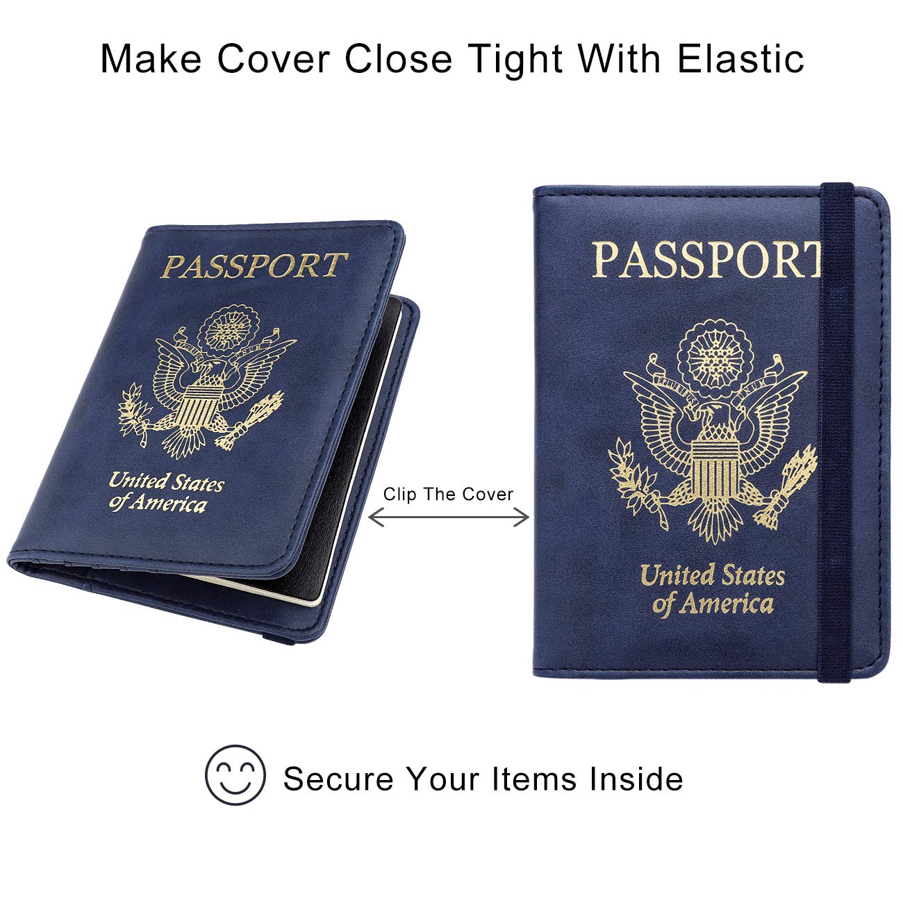 Travel Passport Wallet with RFID Shielding and Pen Slot (Navy Blue)