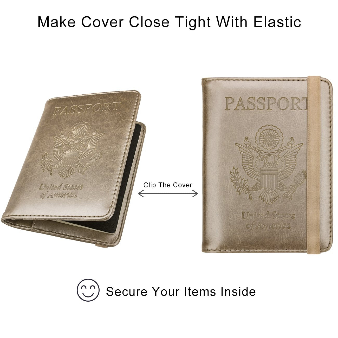 Travel Passport Wallet with RFID Shielding and Pen Slot (Gold)