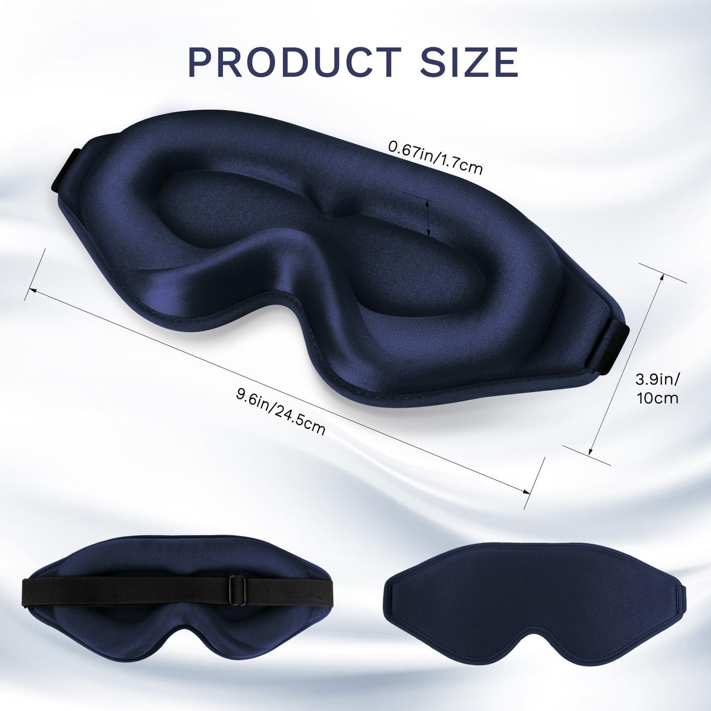 FlyCoco 3D Contoured Sleep Mask that Blocks 99% of Light (Dark Blue)