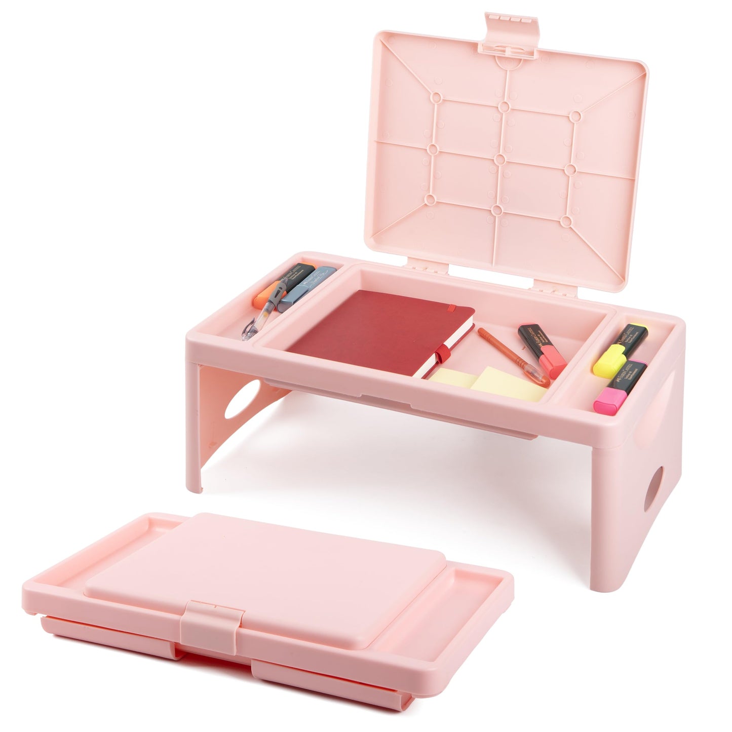 Loddie Doddie Foldable Lap Desk with Storage Pocket - Blush Portable Lap Table/Tray for Laptops, Crafts, Travel, Breakfast in Bed, Gaming, Kids & Teens - Floor Desk for Kids