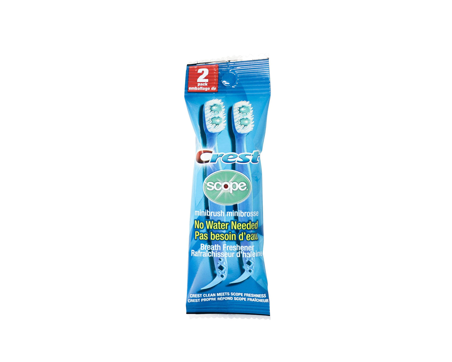 Crest Mini Disposable Toothbrushes with Toothpaste and Pick (2 Brushes per Package)