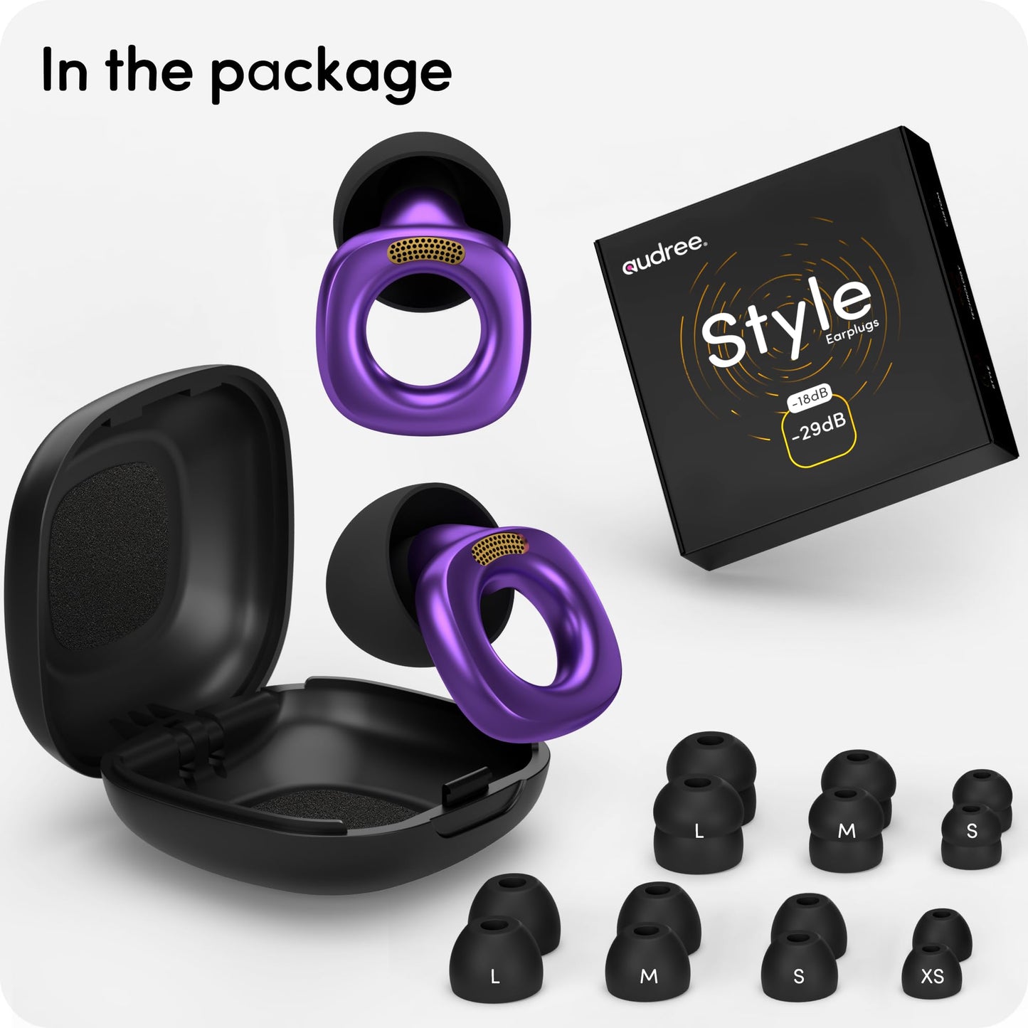 Audree Style Ear Plugs for Noise Reduction, Reusable High Fidelity Earplugs for Concerts, Musicians, Motorcycles, Study, Parent, Party, Flights & Noise Sensitivity, 18-29dB Noise Cancelling (Violet)