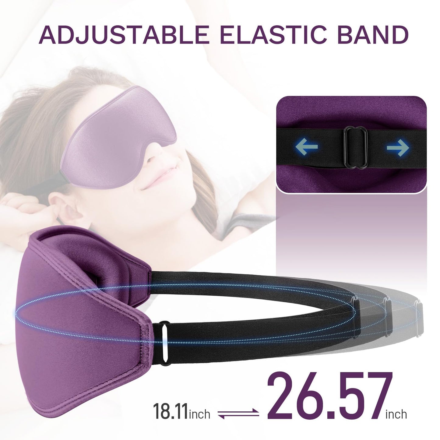 FlyCoco 3D Contoured Sleep Mask that Blocks 99% of Light (Purple)