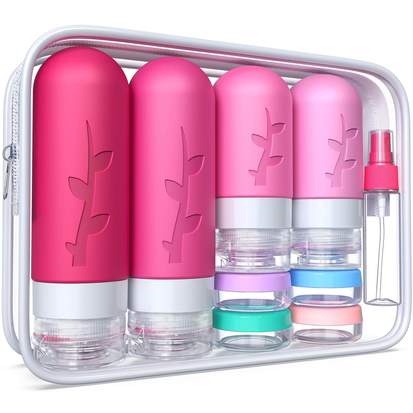 18-Piece Travel Bottle Set for Toiletries (Red and Pink)