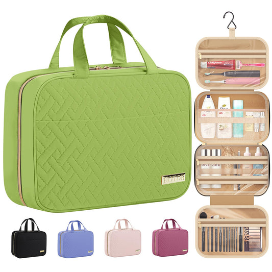 Travel Toiletry Bag with Hanging Hook (Avocado Green)