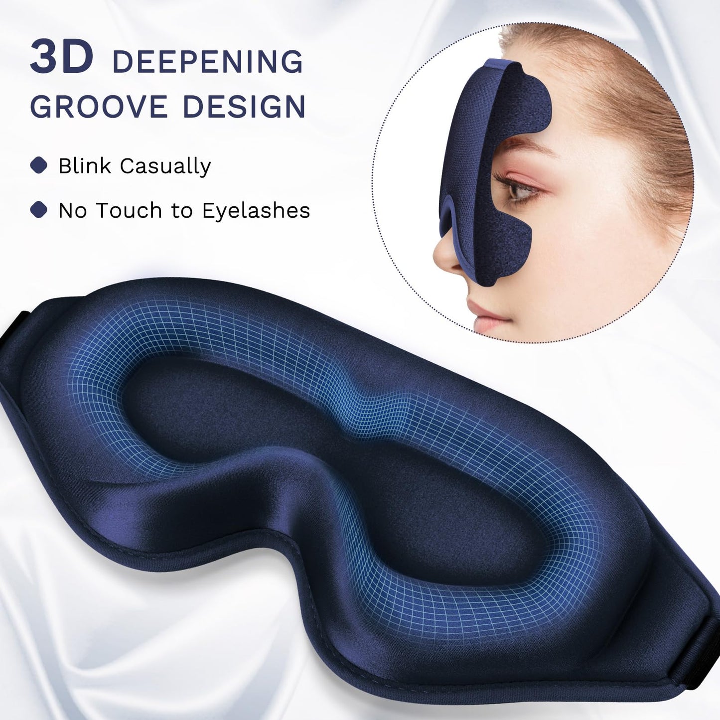 FlyCoco 3D Contoured Sleep Mask that Blocks 99% of Light (Dark Blue)