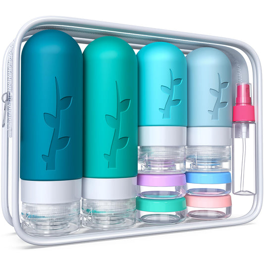 18-Piece Travel Bottle Set for Toiletries (Teal)