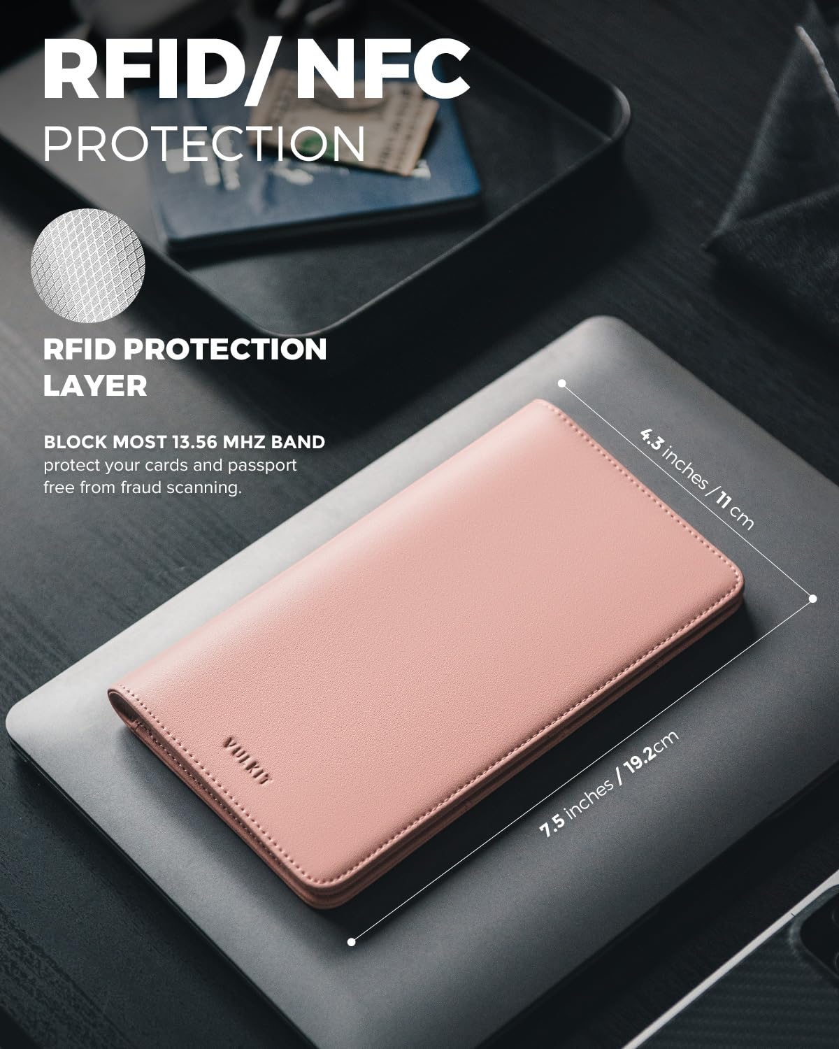 VULKIT Passport Holder Wallet RFID Blocking Travel Wallet for Mens & Womens