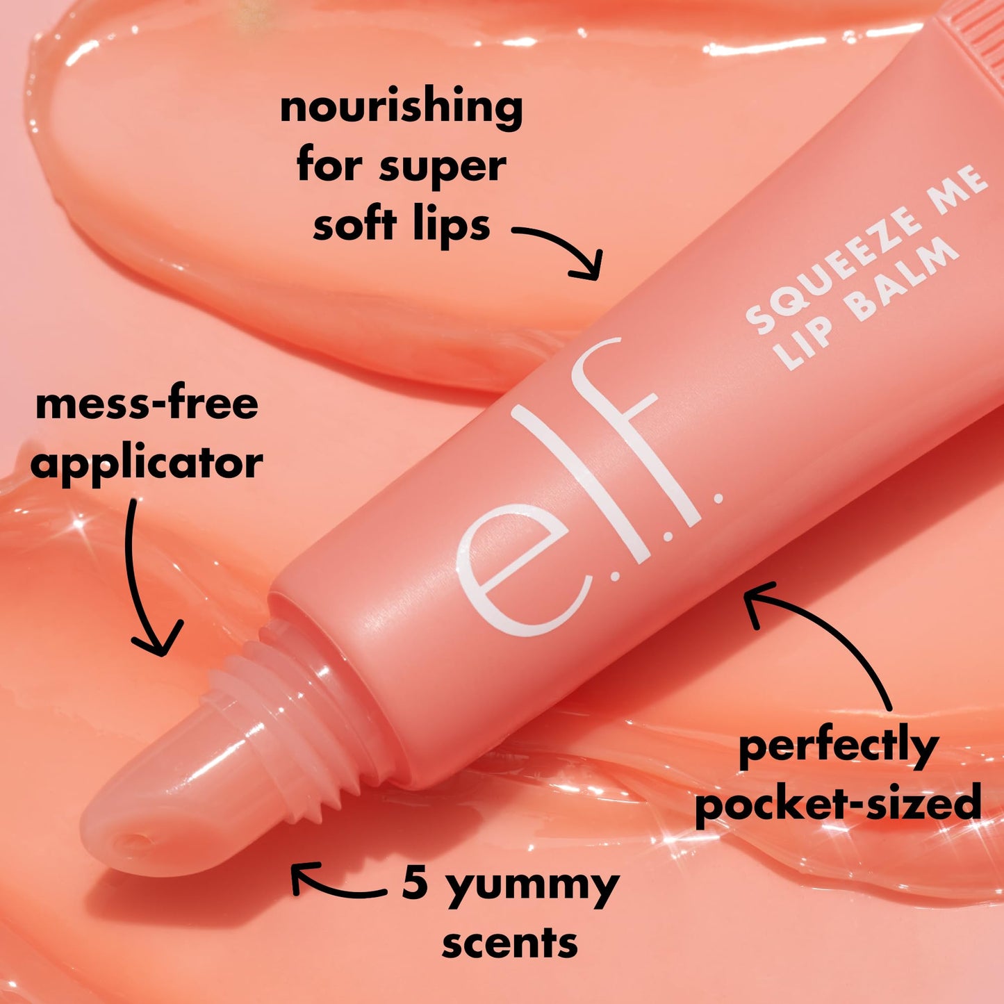 e.l.f. Squeeze Me Lip Balm, Moisturizing Lip Balm For A Sheer Tint Of Color, Infused With Hyaluronic Acid, Vegan & Cruelty-free, Honeydew