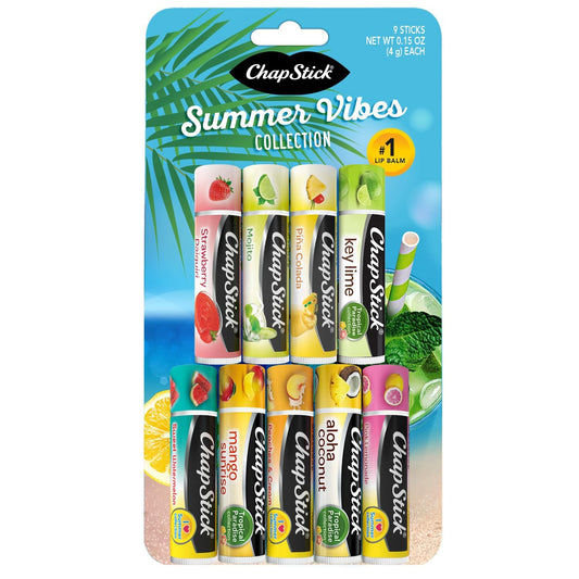 ChapStick Summer Vibes Collection – Tropical Paradise, Mocktail, and I Love Summer Lip Balm Collections, 0.15 Oz Ea (9 Piece Set)