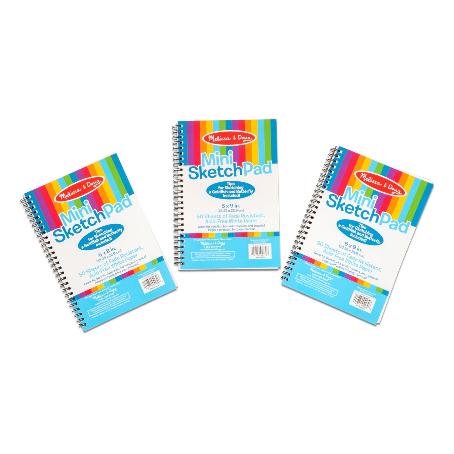 Melissa & Doug Mini Sketch Pad of Paper (6 x 9 inches) - 50 Sheets, 3-Pack