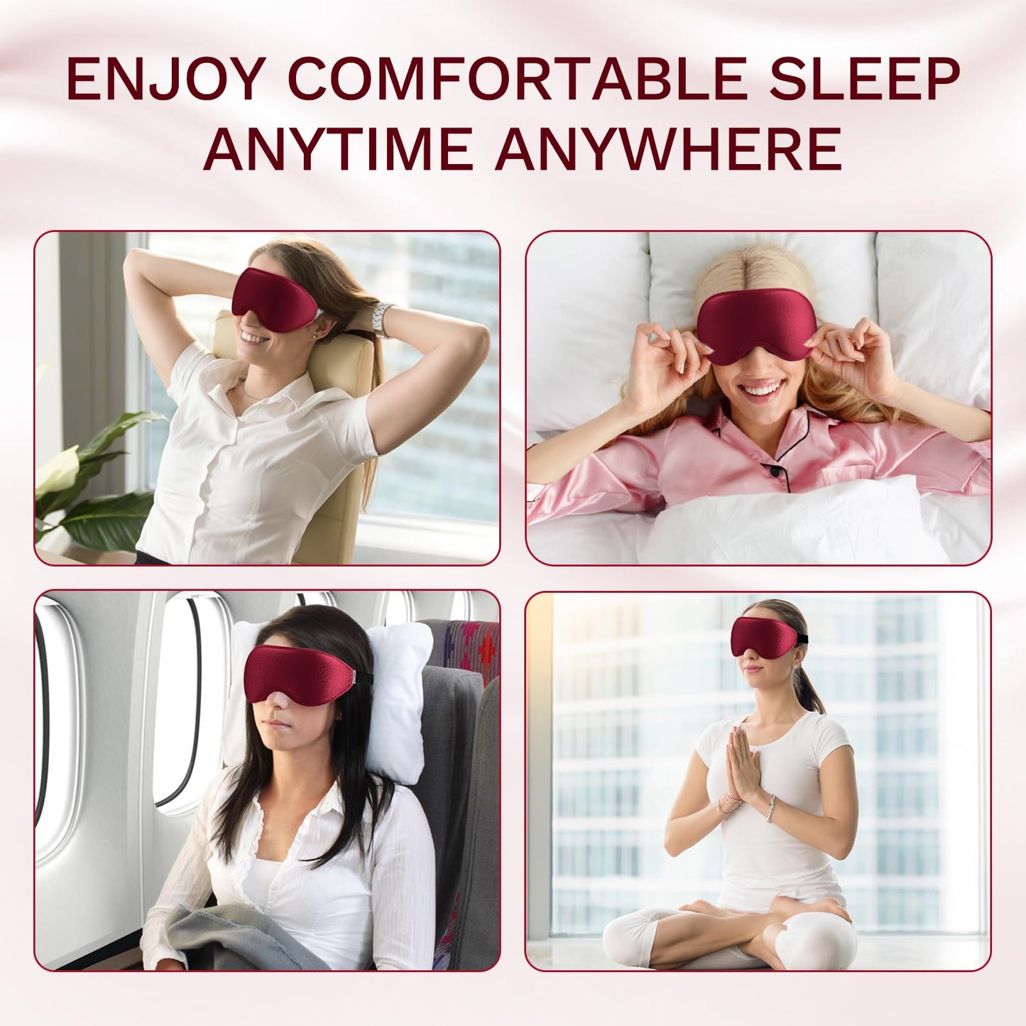 FlyCoco 3D Contoured Sleep Mask that Blocks 99% of Light (Red)