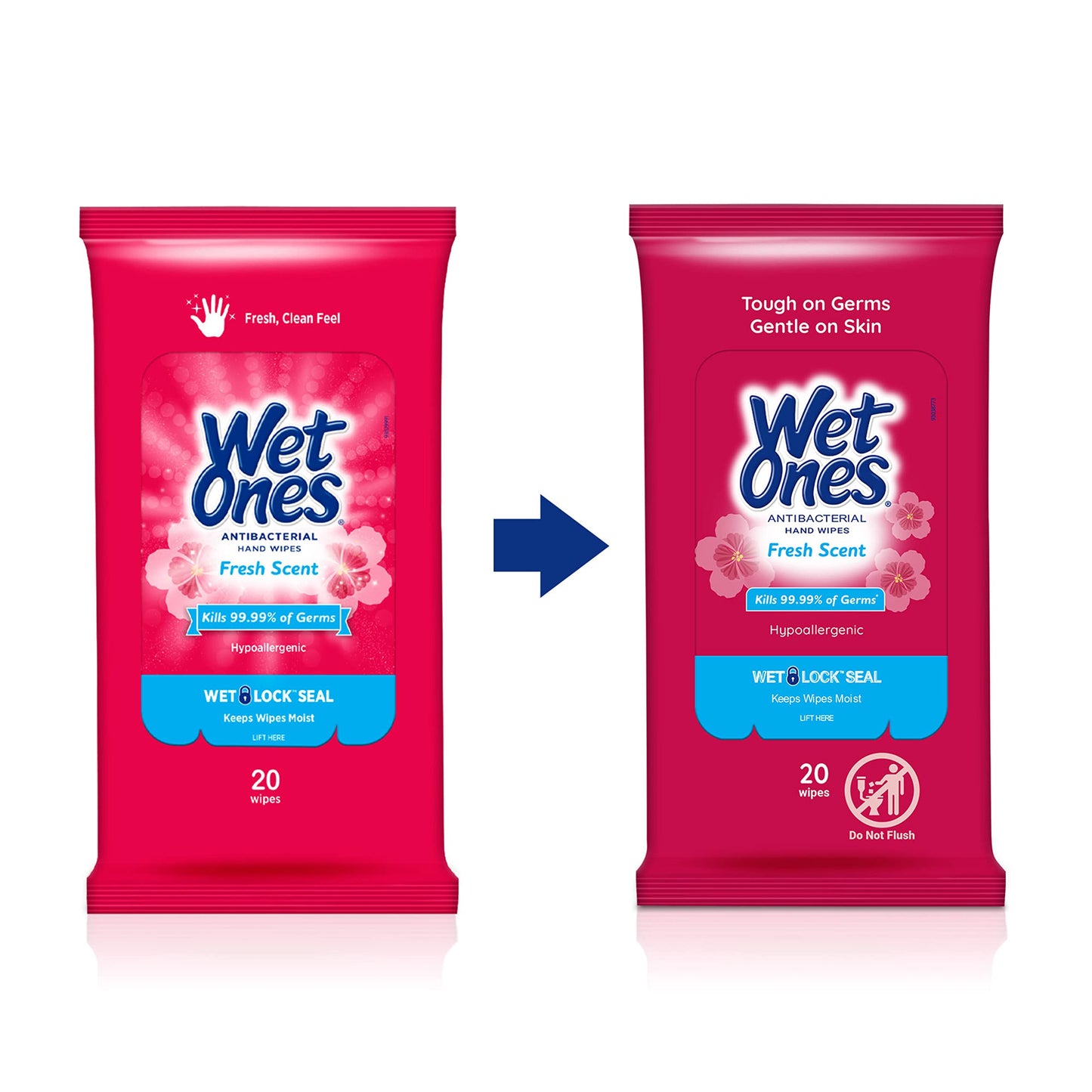 Wet Ones Antibacterial Hand Wipes Case, Fresh Scent | 20 ct. Travel Size (10 pack)