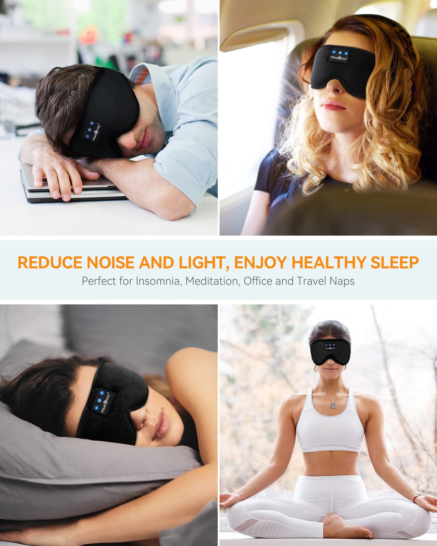 MUSICOZY 3D Bluetooth Sleep Mask with Headphones, Wireless Music Sleep Headband Eye Mask for Side Sleepers, Men, Women, and Mom, Ideal for Sleeping, Travel, Meditation, Cool Tech Gifts