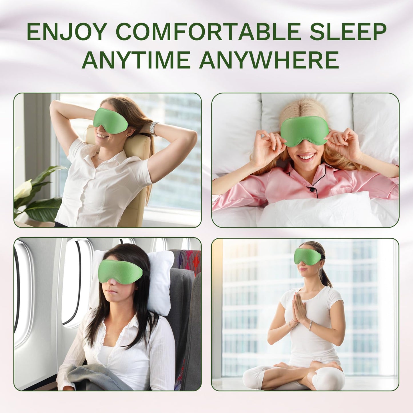 FlyCoco 3D Contoured Sleep Mask that Blocks 99% of Light (Light Green)