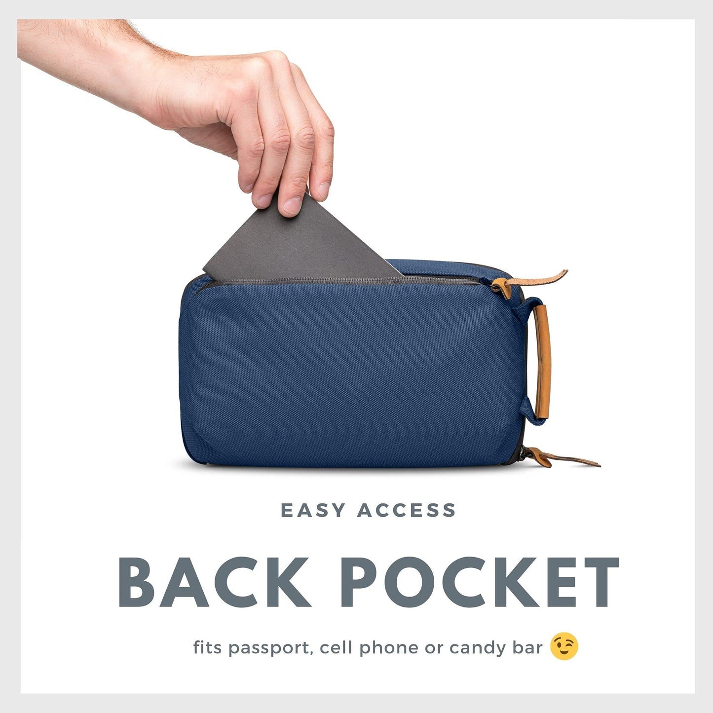 TRIPPED Travel Gear Tech Bag Organizer - Small Electronics Organizer Pouch for Travel - Premium Travel Case with Leather Accents - Mesh Pocket for Cables, Cords and Chargers (Navy)