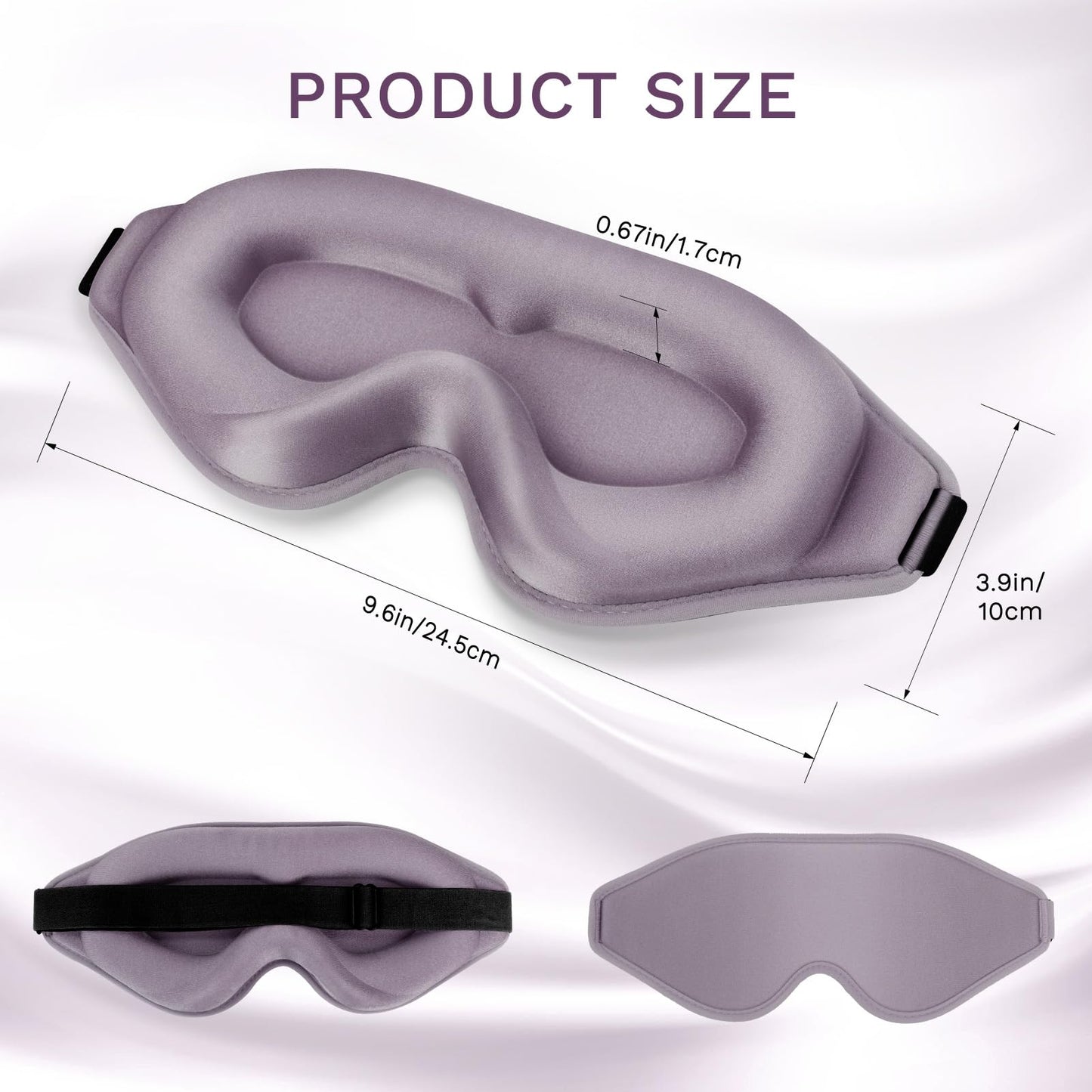 FlyCoco 3D Contoured Sleep Mask that Blocks 99% of Light (Light Purple)