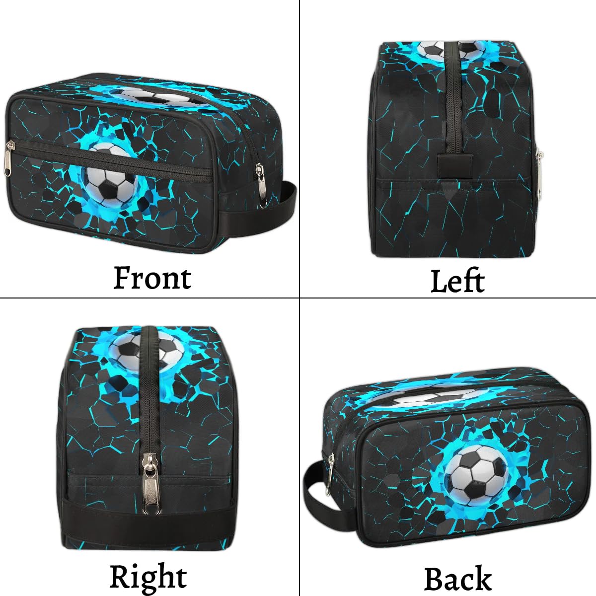 ADTASU 3D Light Wall Football Kids Toiletry Bag for Boys, Kids Dopp Kit, Waterproof Lightweight Cosmetic Bag Wash Bag Shaving Bag for Boys for Kids Toddler Travel Essential