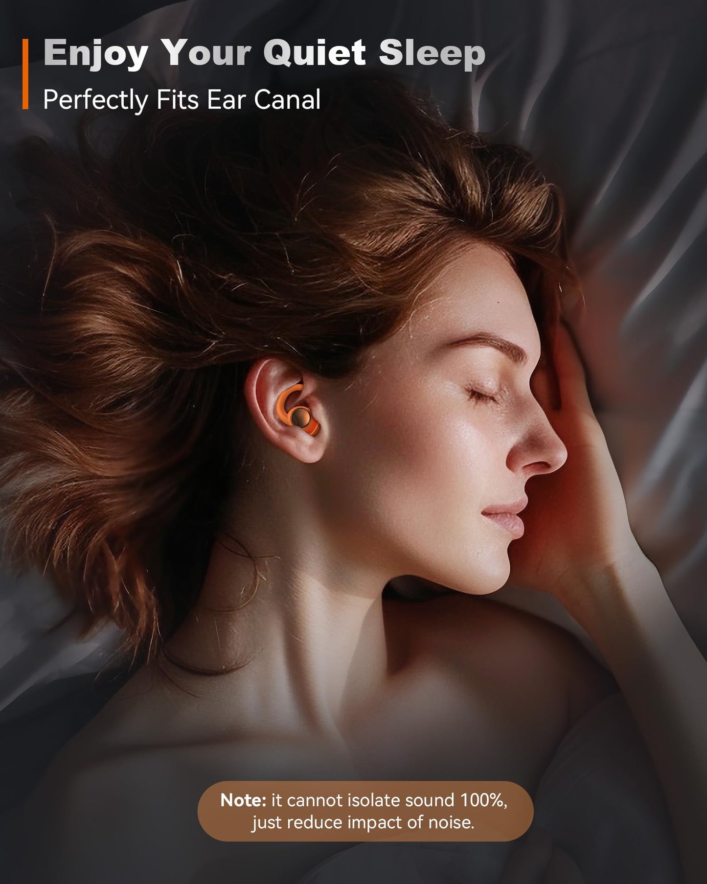 LIMEHO Ear Plugs for Sleeping Noise Cancelling, Reusable Earplugs for Sleep, Concerts, Travel, Work, Study&Focus, SNR 30dB Silicone Earplugs 2 Pairs (Orange)