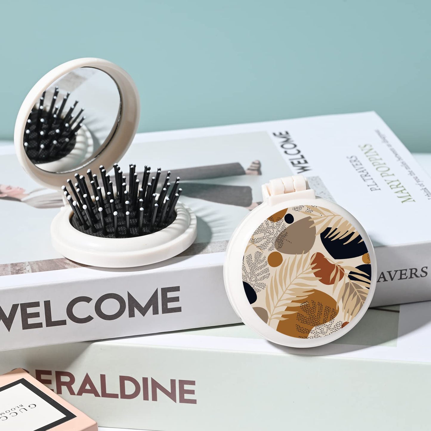 Mini Folding Hairbrush with Mirror (Multiple Themes)