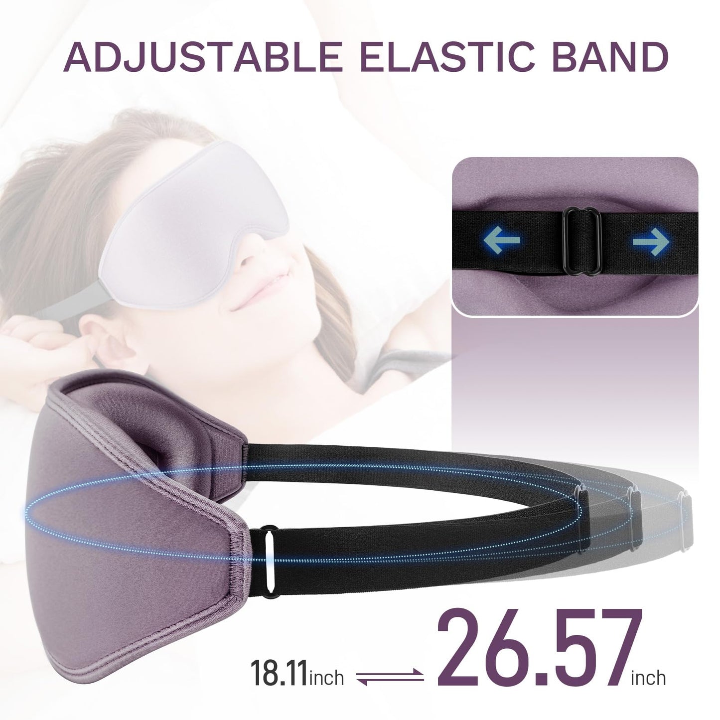 FlyCoco 3D Contoured Sleep Mask that Blocks 99% of Light (Light Purple)