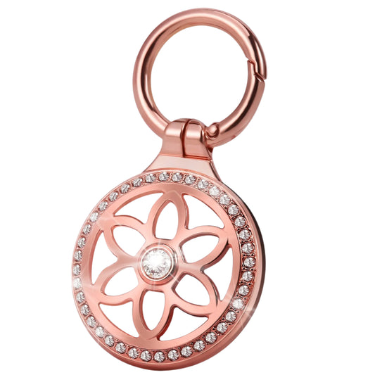 DEERLET Airtag Holder,Metal Badge Rhinestone Airtag Key Chain,Diamonds Shine Air Tag.Holder Keychain,Air Tag Key Chain Compatible Apple Air tag.Rose Gold