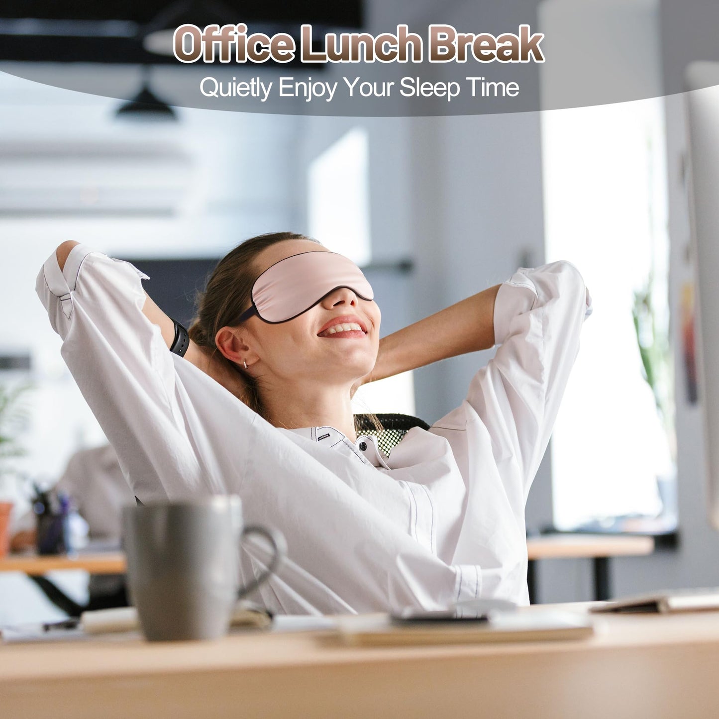 Silk Eye Sleep Mask Adjustable Strap, Comfortable & Soft Eye Mask Satin Eye Mask, Blindfold Eyeshade for Men & Women for A Full Night's Sleep (Pink)