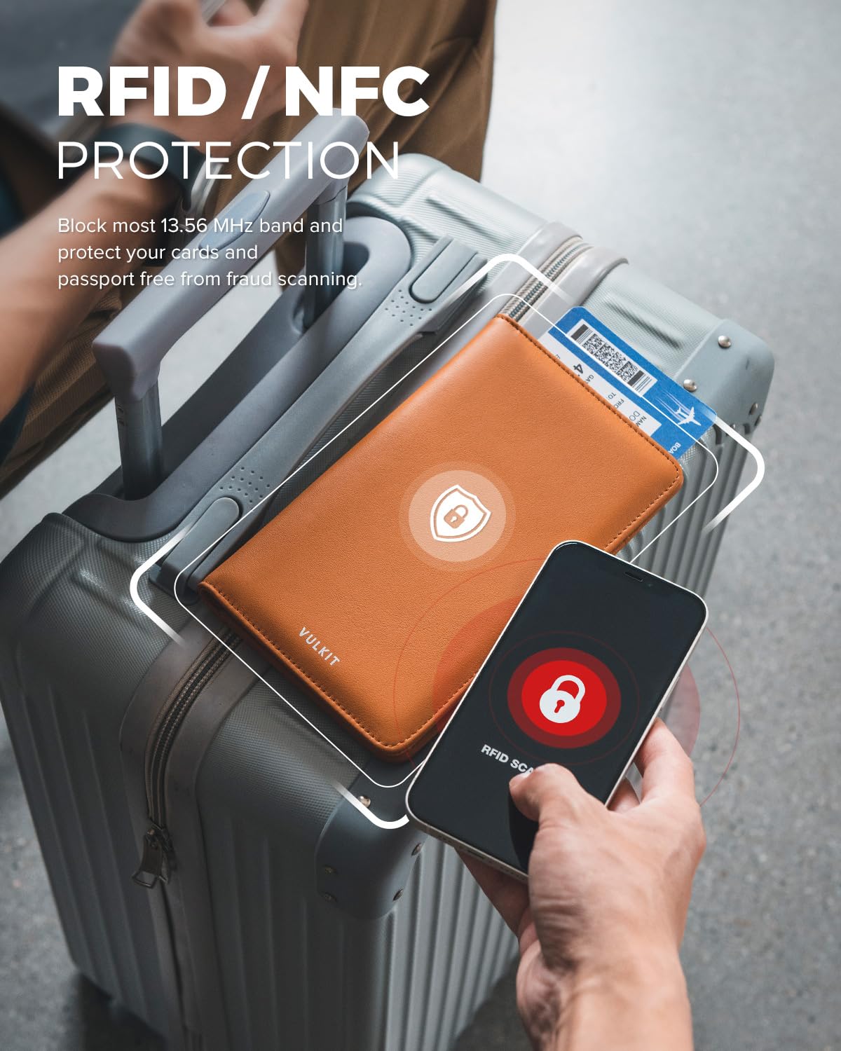 VULKIT Passport Holder Wallet Genuine Leather Top Grade RFID Blocking Travel Wallet for Men & Women