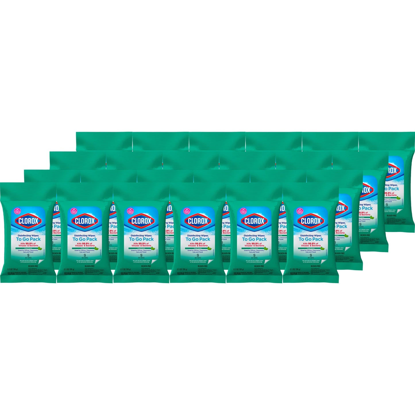 Clorox Disinfecting On The Go Travel Wipes, Fresh Scent, 9 Count, Pack of 24 (Package May Vary)