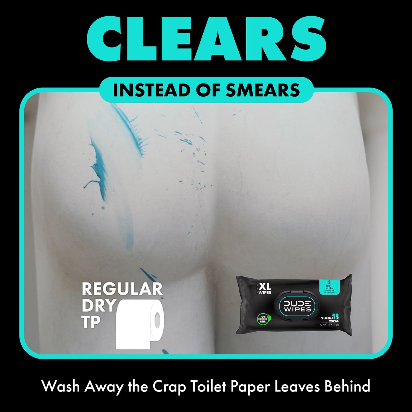 DUDE Wipes - On-The-Go Flushable Wipes - 1 Pack, 30 Wipes - Mint Chill Extra-Large Individually Wrapped Adult Wet Wipes - Eucalyptus & Tea Tree Oil - Septic and Sewer Safe