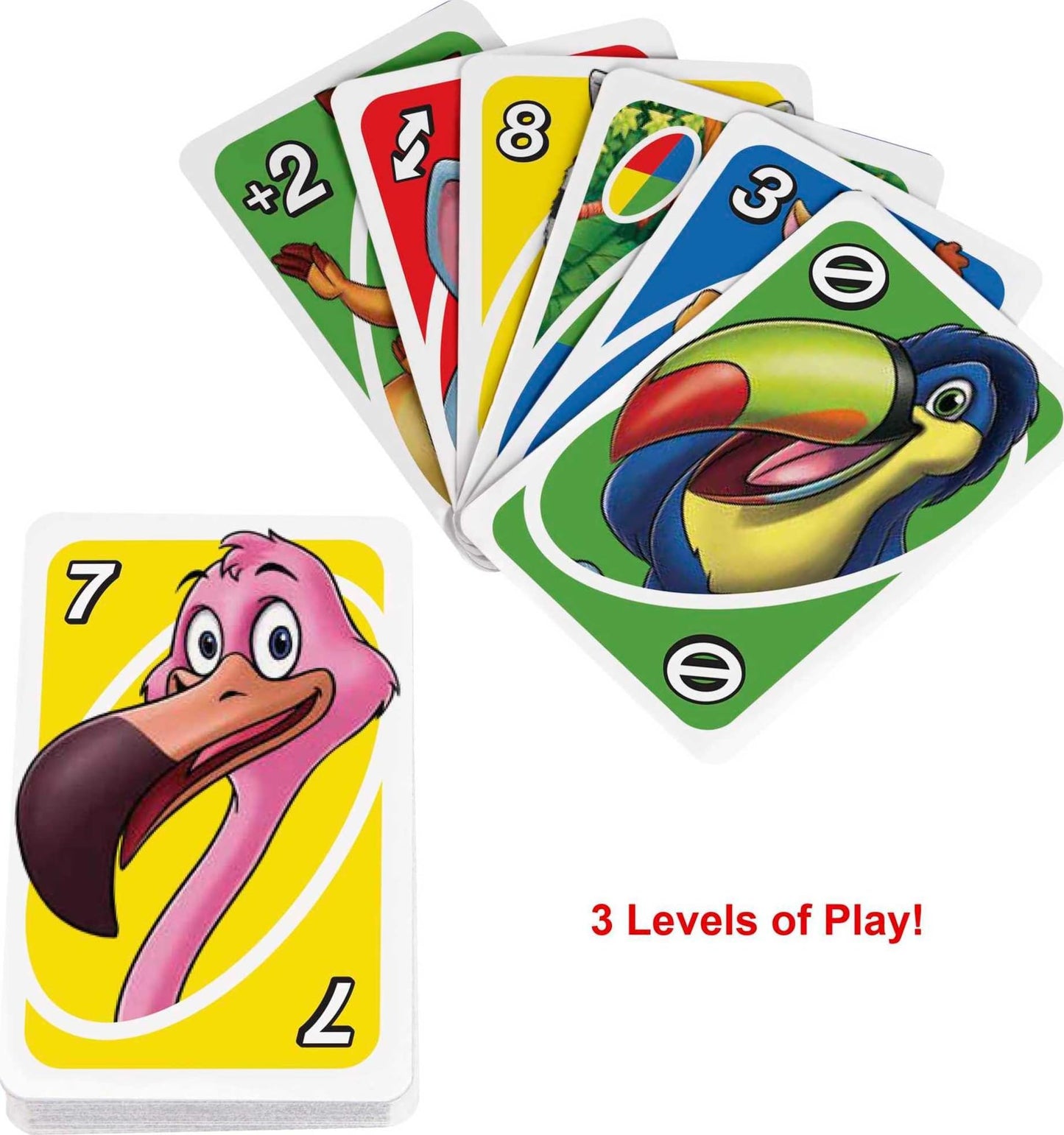 Mattel Games UNO Junior Card Game for Kids with Simple Rules, Levels of Play & Animal Matching for 2 to 4 Players