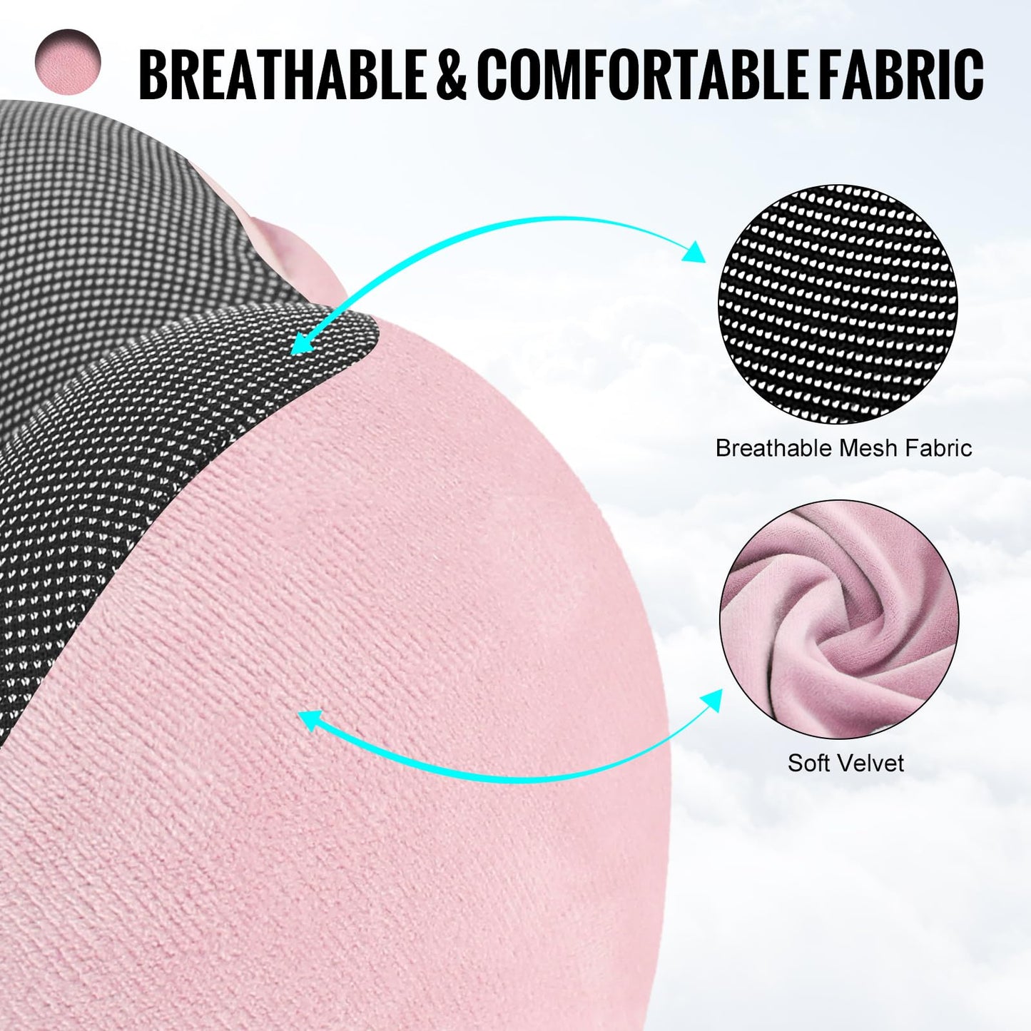 Cirorld Travel Pillow, Neck Pillow for Travel with Hood for Airplane, Velvet Memory Foam Neck Pillow Women Lady Head & Neck Support, for Long Flights Plane, Office, Cars Sleeping & Rest (Pink S)