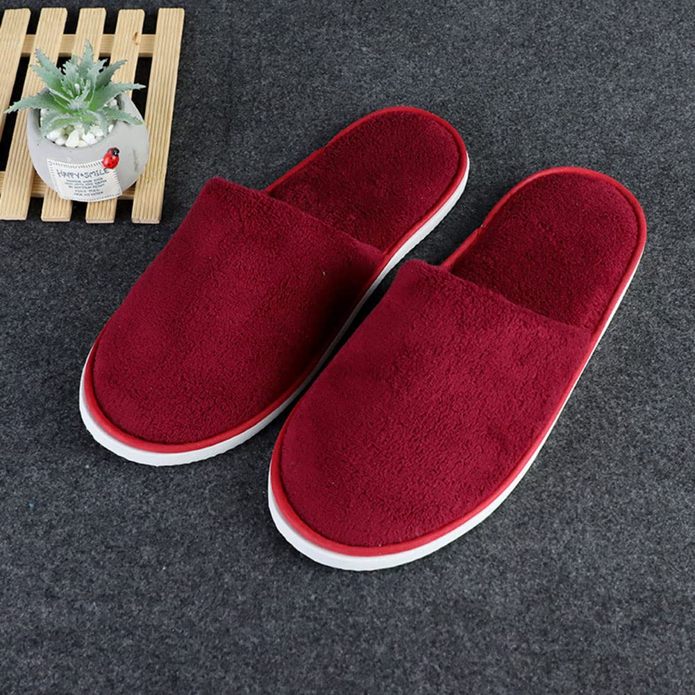 CYlovinho 6 Pairs Spa Slippers for Women Men, Disposable Guest Slippers Washable Foldable Slippers Coral Fleece Slipper Bath Slippers Wedding Slippers