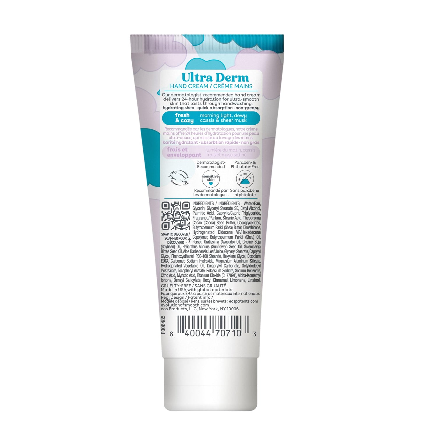 eos Shea Better Hand Cream- Fresh & Cozy, 24-Hour Moisture Skin Care, Lasts Through Hand Washing, 2.5 fl oz