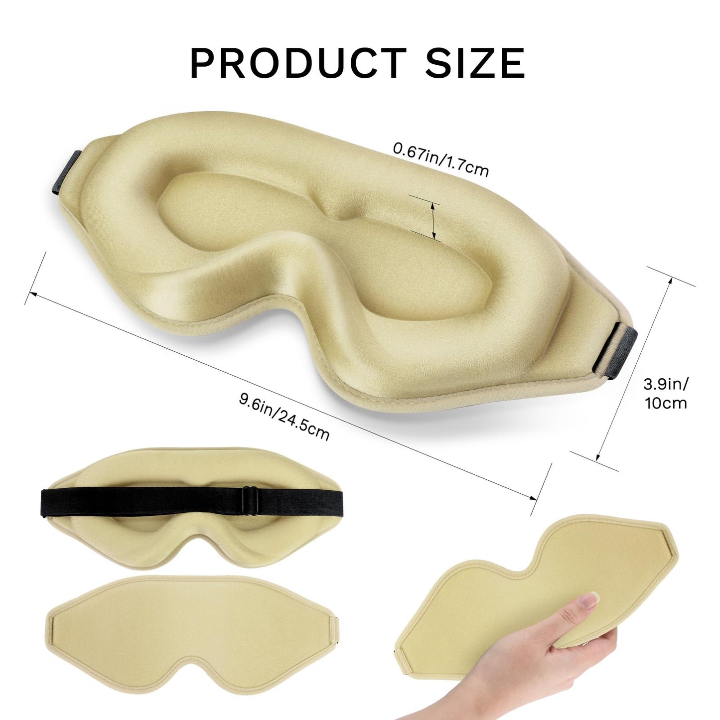 FlyCoco 3D Contoured Sleep Mask that Blocks 99% of Light (Gold)