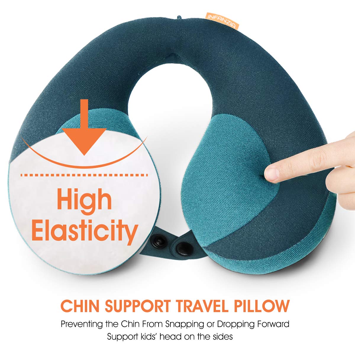 INFANZIA Chin Supporting Travel Neck Pillow, Comfortably Supports and Helps Support Head and Neck - Gifts for Toddler/Child/Kids, Blue