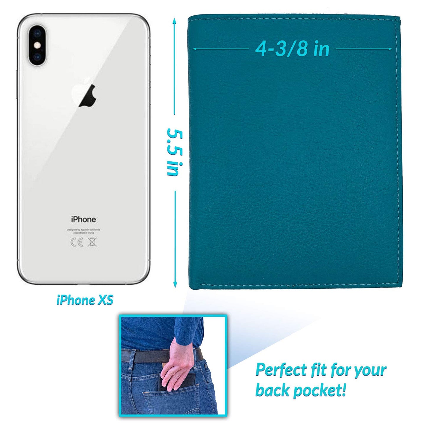 Leather RFID-Shielding Passport Holder and Wallet (Teal)
