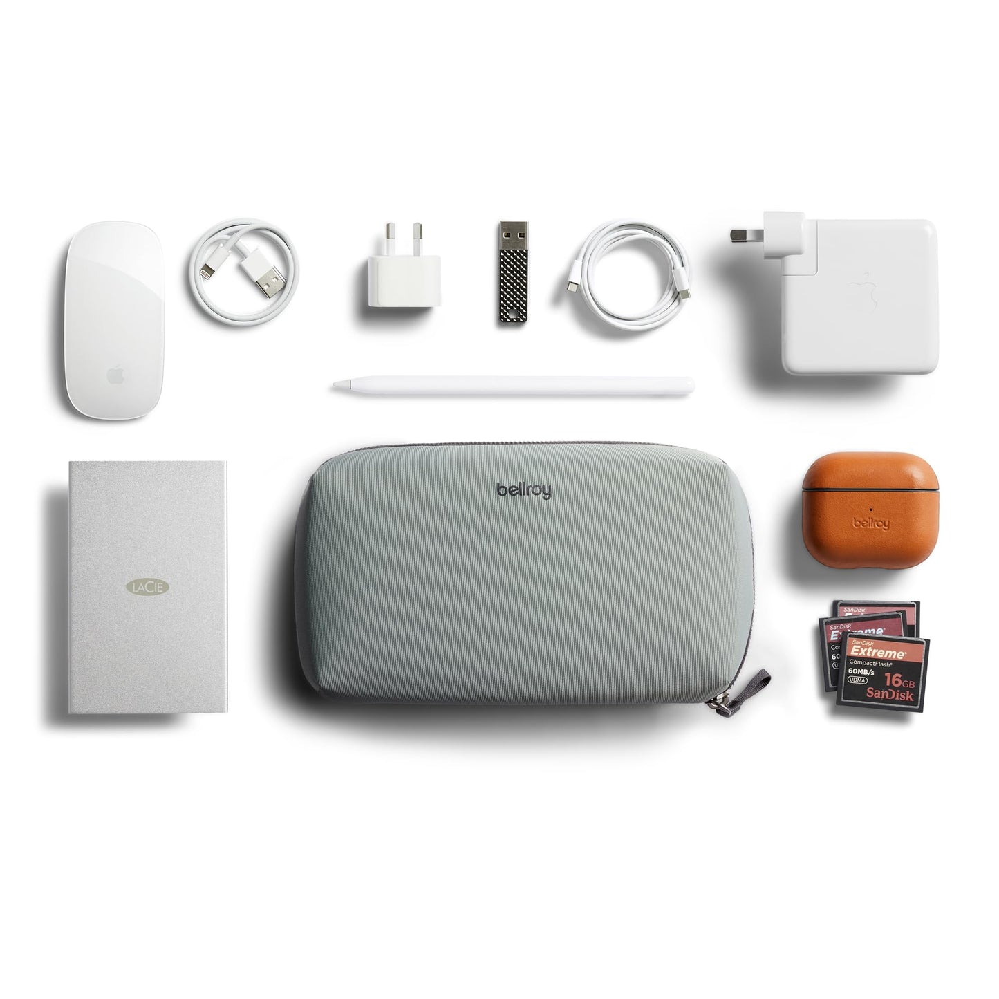 Bellroy Tech Kit, tech Accessories Zip Pouch (Power Bank, Phone Charger, Cables, Earbuds) - Eucalyptus