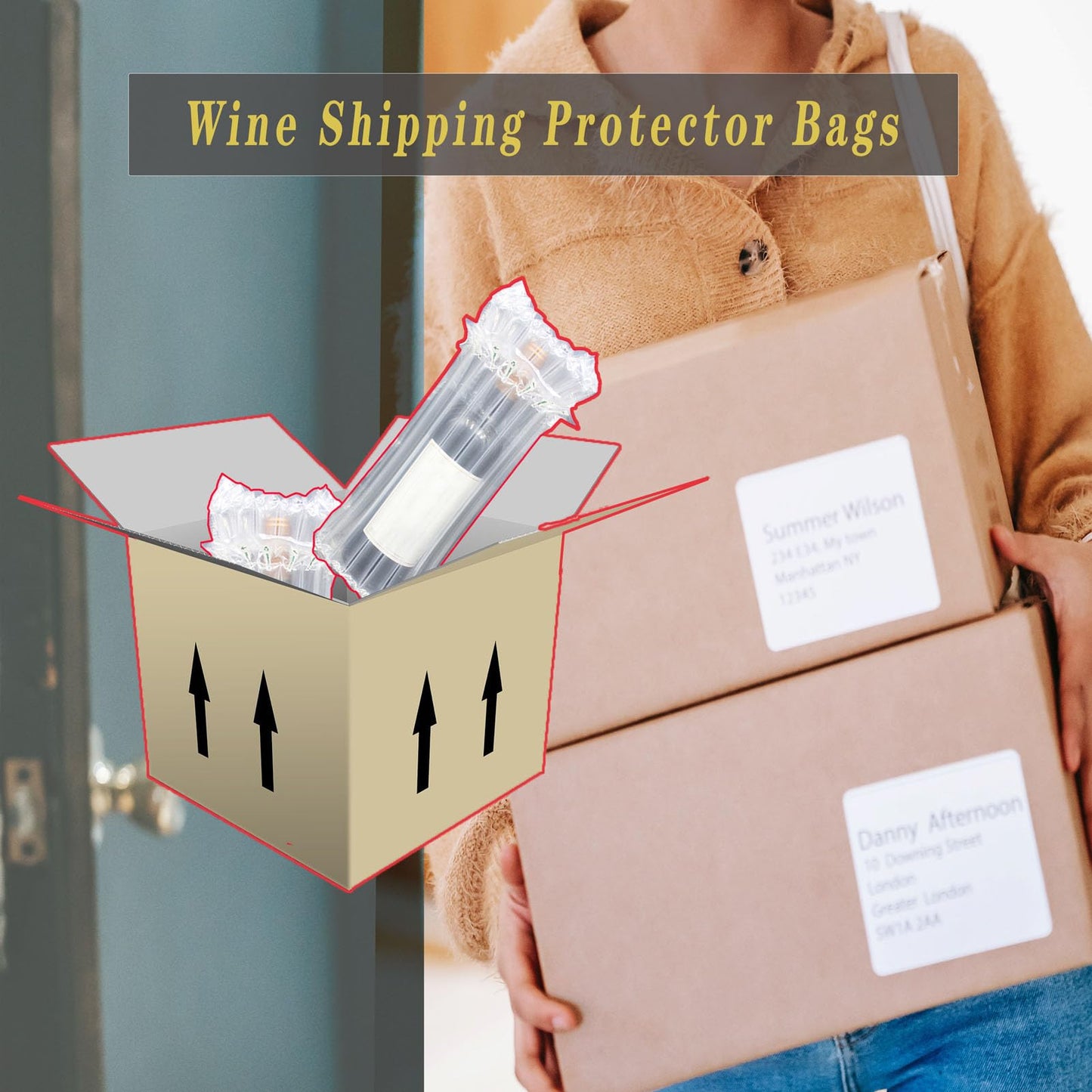 STAYWILD 10 Packs Wine Travel Inflatable Bag Airplane - Wine Bottle Travel Protector Bags,Bubble Travel Camping Wrap Pouches Packing for Wine Bottles