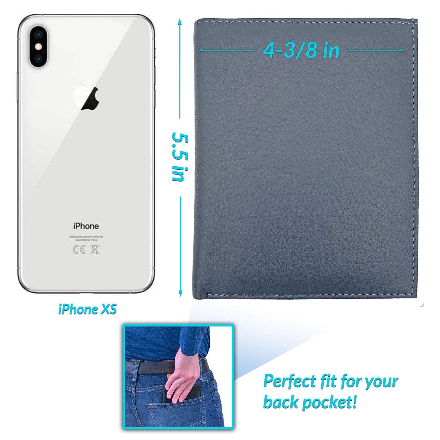 Leather RFID-Shielding Passport Holder and Wallet (Grey)