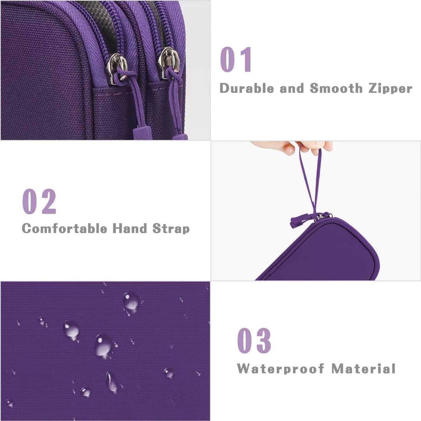 FYY Electronic Organizer, Travel Cable Organizer Bag Pouch Electronic Accessories Carry Case Portable Waterproof Double Layers Storage Bag for Cable, Charger, Phone, Earphone, Medium Size- Purple