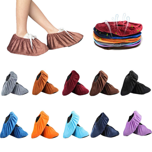 Yveytat 10Pairs Reusable Non Slip Shoe Covers, Premium Soft Washable Thickened Boot Shoe Covers for Household, Office, Laboratory，one size 10 Colors