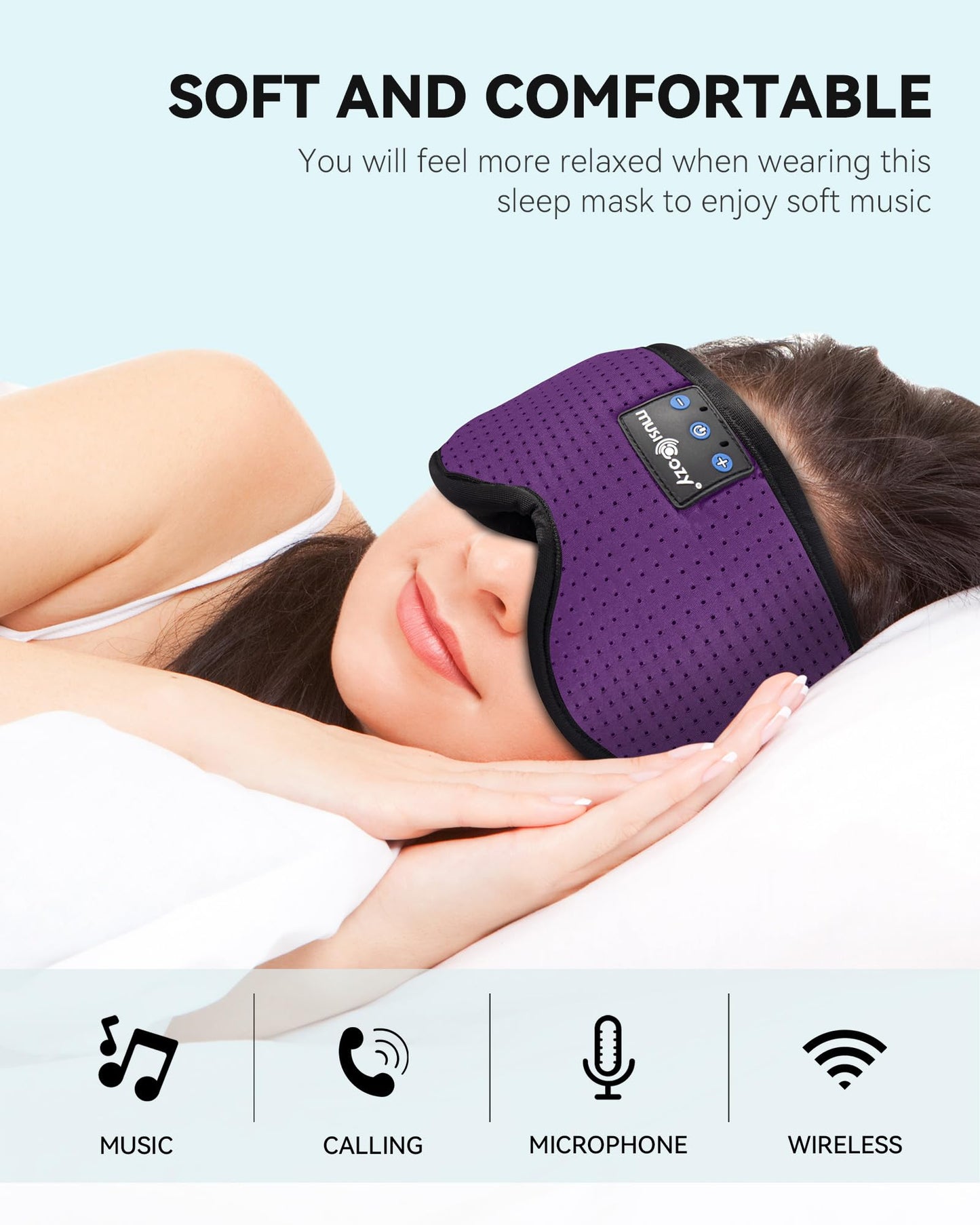 MUSICOZY Sleep Headphones Bluetooth Sleep Eye Mask for Sleeping Wireless Music Sleeping Headphones Headband Eye Mask Sleep Earbuds for Side Sleepers Men Women with Speakers Cool Tech Gadgets