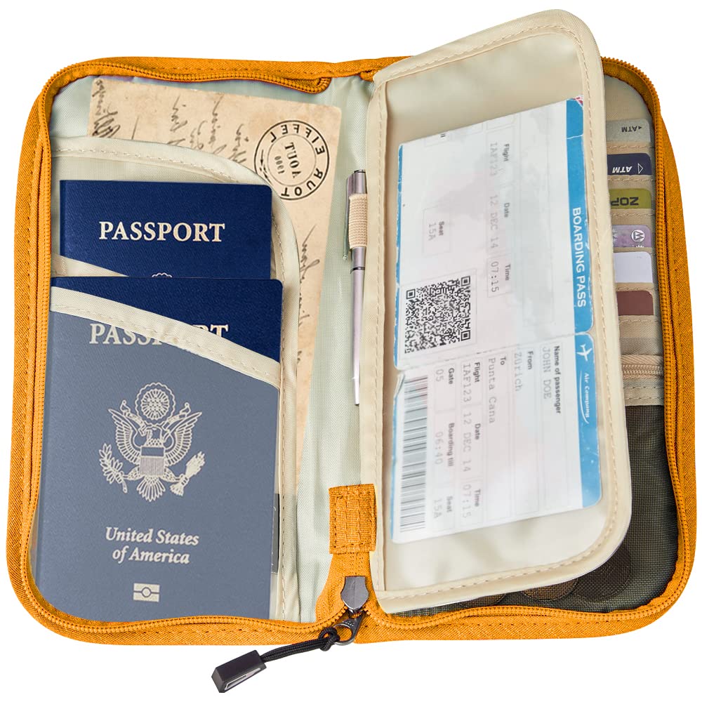 Zoppen Unisex Passport Holder with RFID Blocking, Lightweight, Spacious, Scan Proof, Yellow